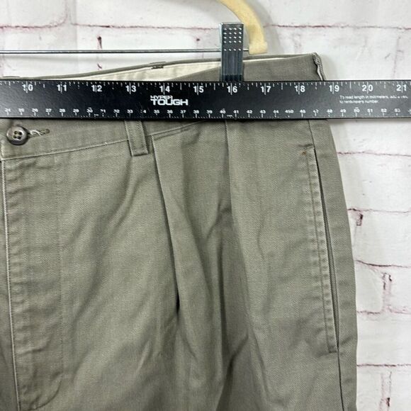Polo Ralph Lauren Pants Mens 38x34 Andrew Classic Chino Pleated Cotton Green - Picture 3 of 11
